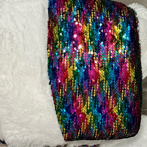 - NEW Holiday Time Christmas tree skirt rainbow sequence with 2 matching s… - Picture 7 of 7